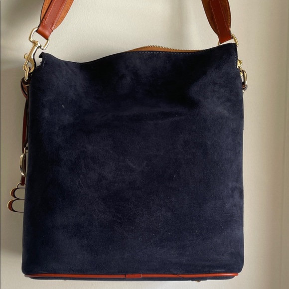 Dooney & Bourke Dark Blue Suede purse Large Hobo Bag, Camden like new - Picture 6 of 16